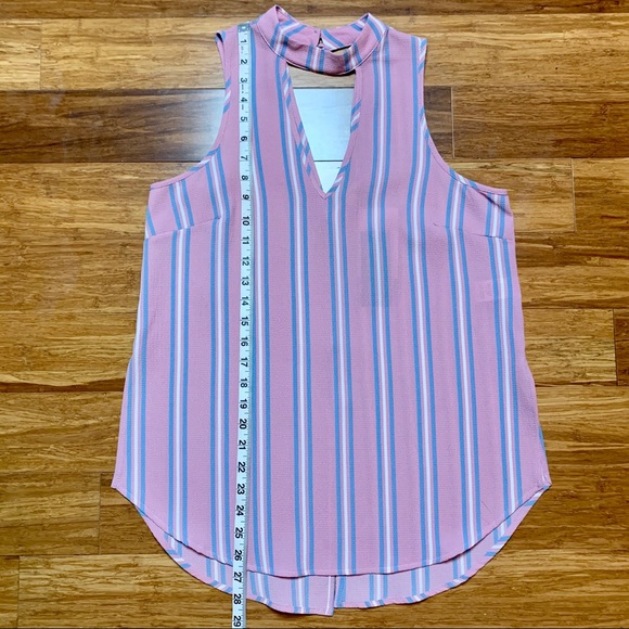 NWT Pink, White & Blue Striped Cutout Choker Top - Picture 5 of 8